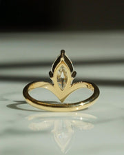 14K Solid Gold Marquise Solitaire Ring